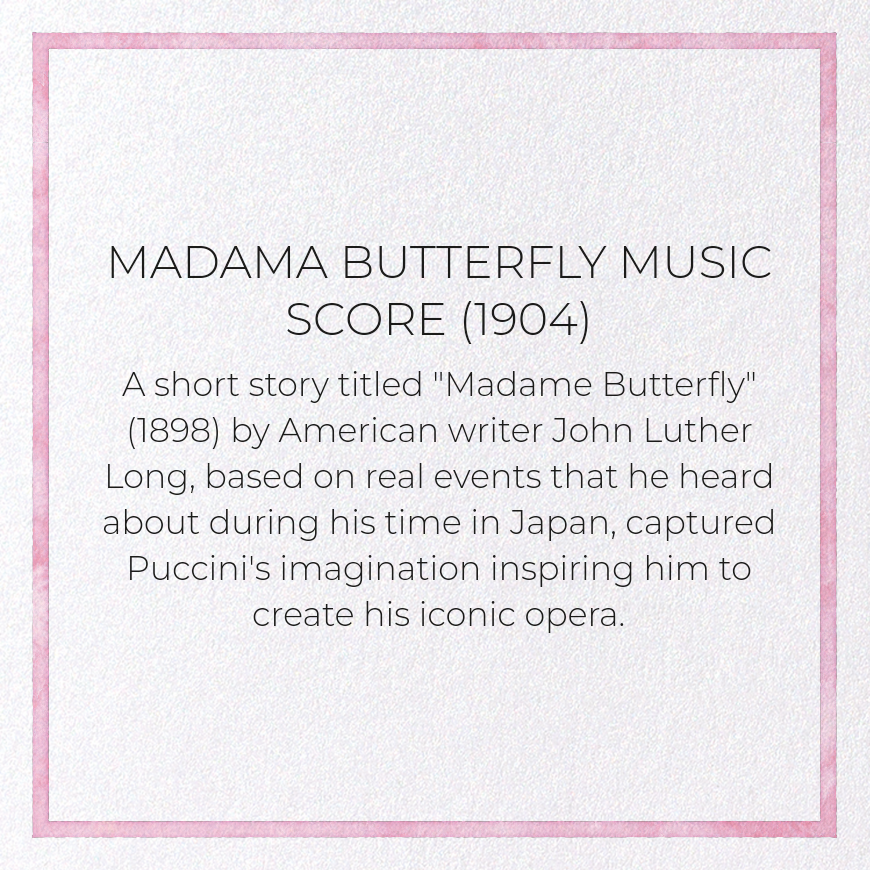 MADAMA BUTTERFLY MUSIC SCORE (1904): Victorian Greeting Card