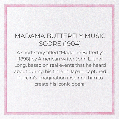 MADAMA BUTTERFLY MUSIC SCORE (1904): Victorian Greeting Card