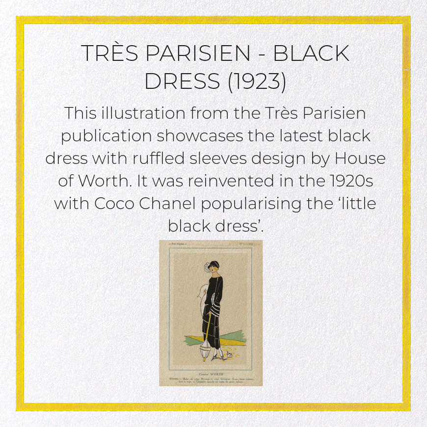 TRÈS PARISIEN - BLACK DRESS (1923): Vintage Greeting Card