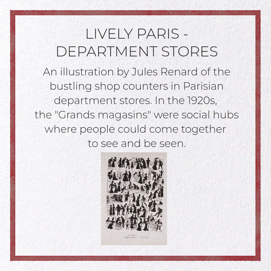 LIVELY PARIS - DEPARTMENT STORES: Vintage Greeting Card