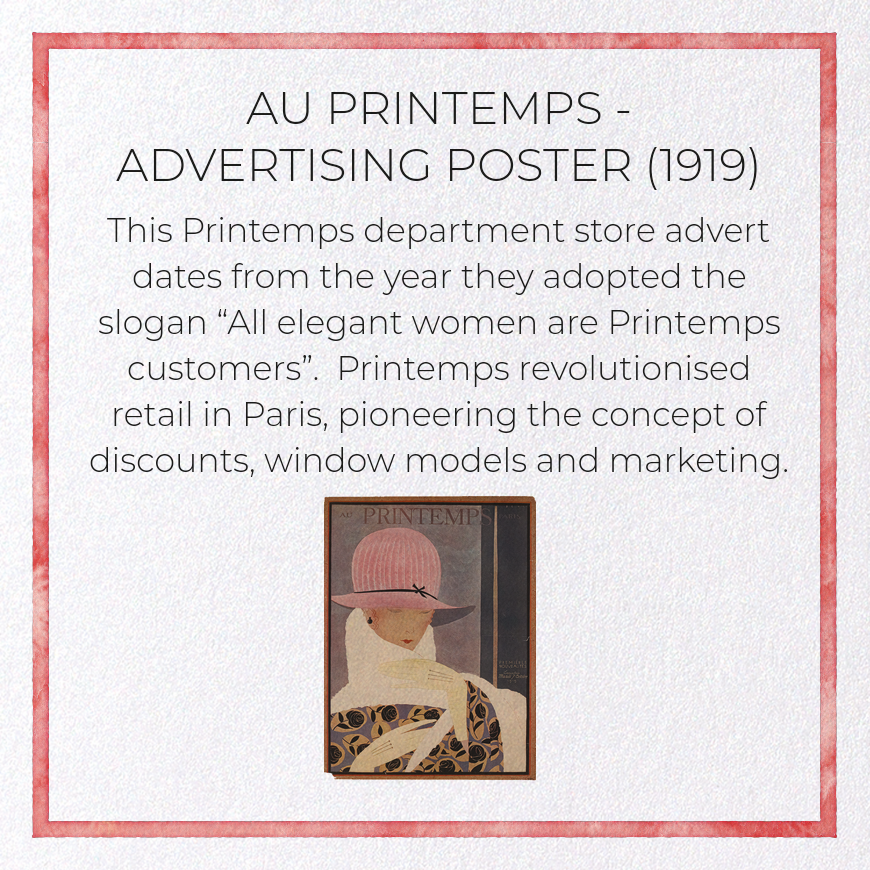 AU PRINTEMPS - ADVERTISING POSTER (1919): Vintage Greeting Card