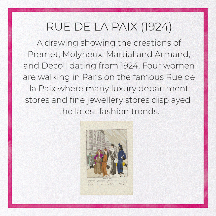 RUE DE LA PAIX (1924): Vintage Greeting Card
