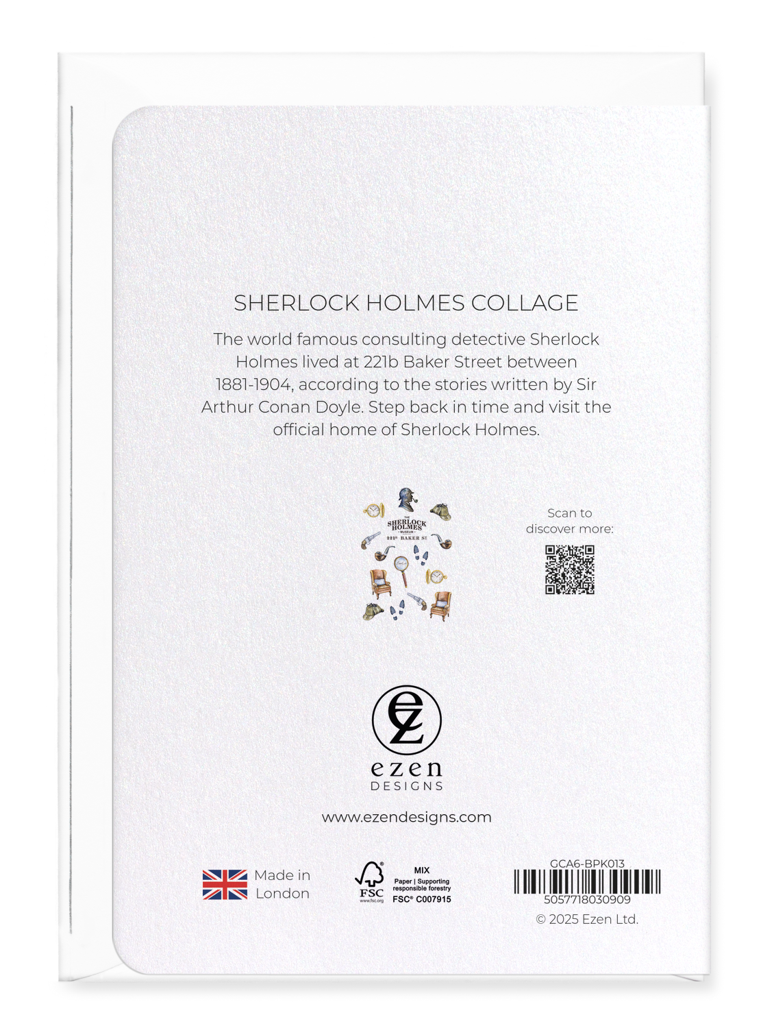 Ezen Designs - Sherlock Holmes collage - Greeting Card - Back