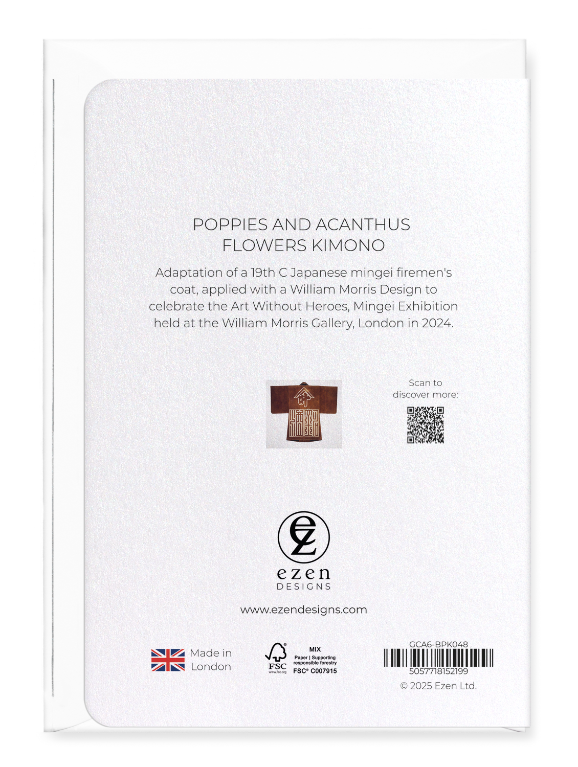 Ezen Designs - Poppies and Acanthus Flowers Kimono - Greeting Card - Back