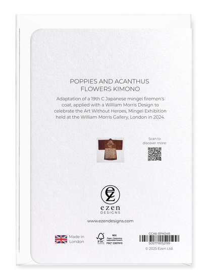 Ezen Designs - Poppies and Acanthus Flowers Kimono - Greeting Card - Back