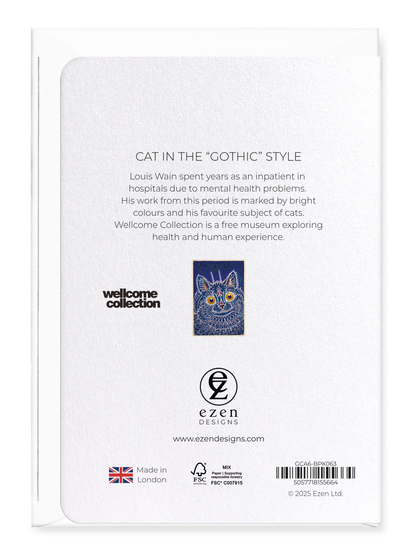 Ezen Designs - CAT IN THE “GOTHIC” STYLE - Greeting Card - Back