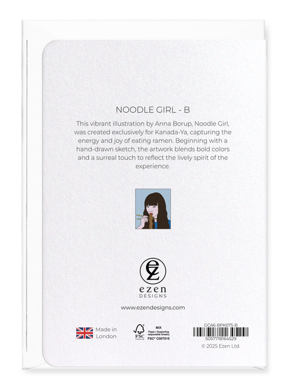 Ezen Designs - Noodle Girl - B - Greeting Card - Back