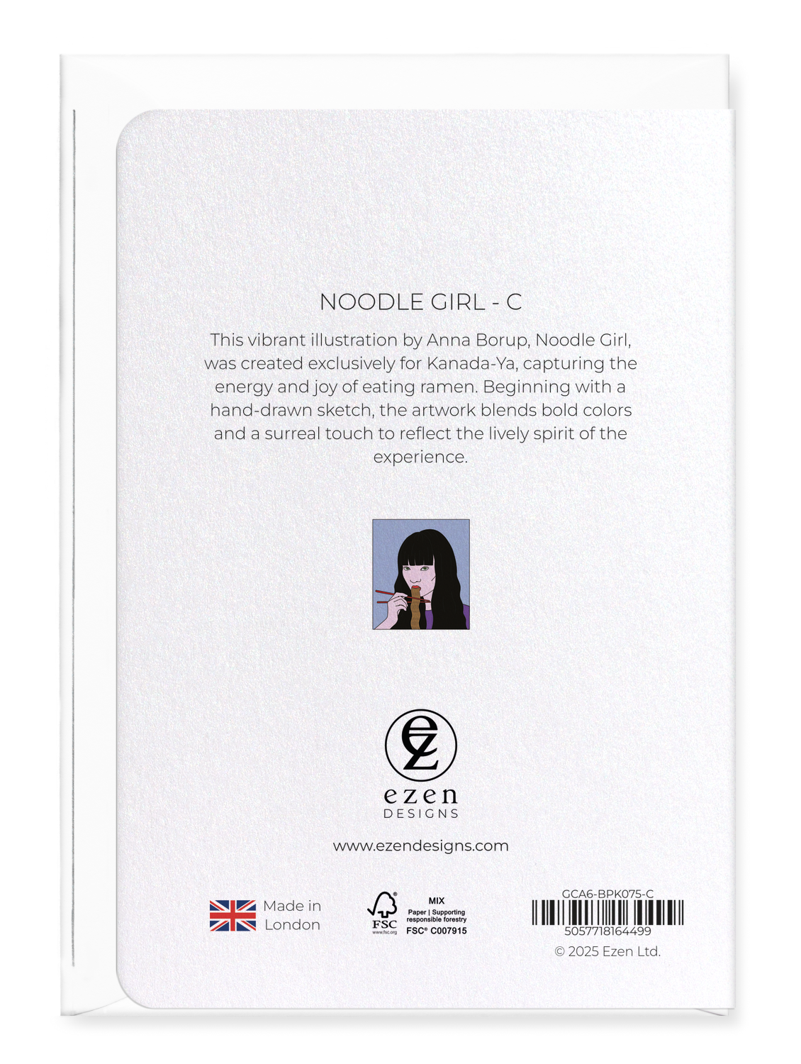 Ezen Designs - Noodle Girl - C - Greeting Card - Back