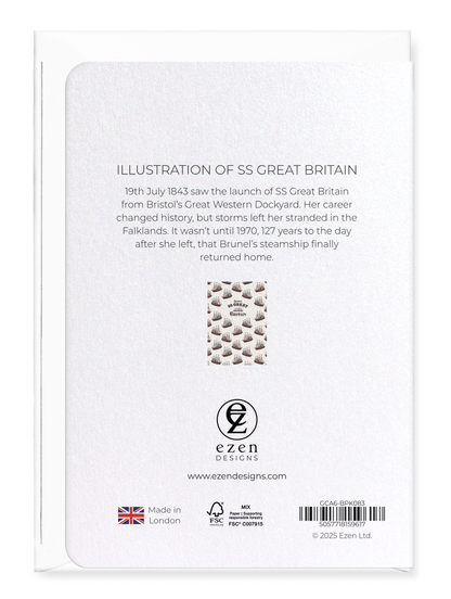 Ezen Designs - Illustration of SS Great Britain - Greeting Card - Back
