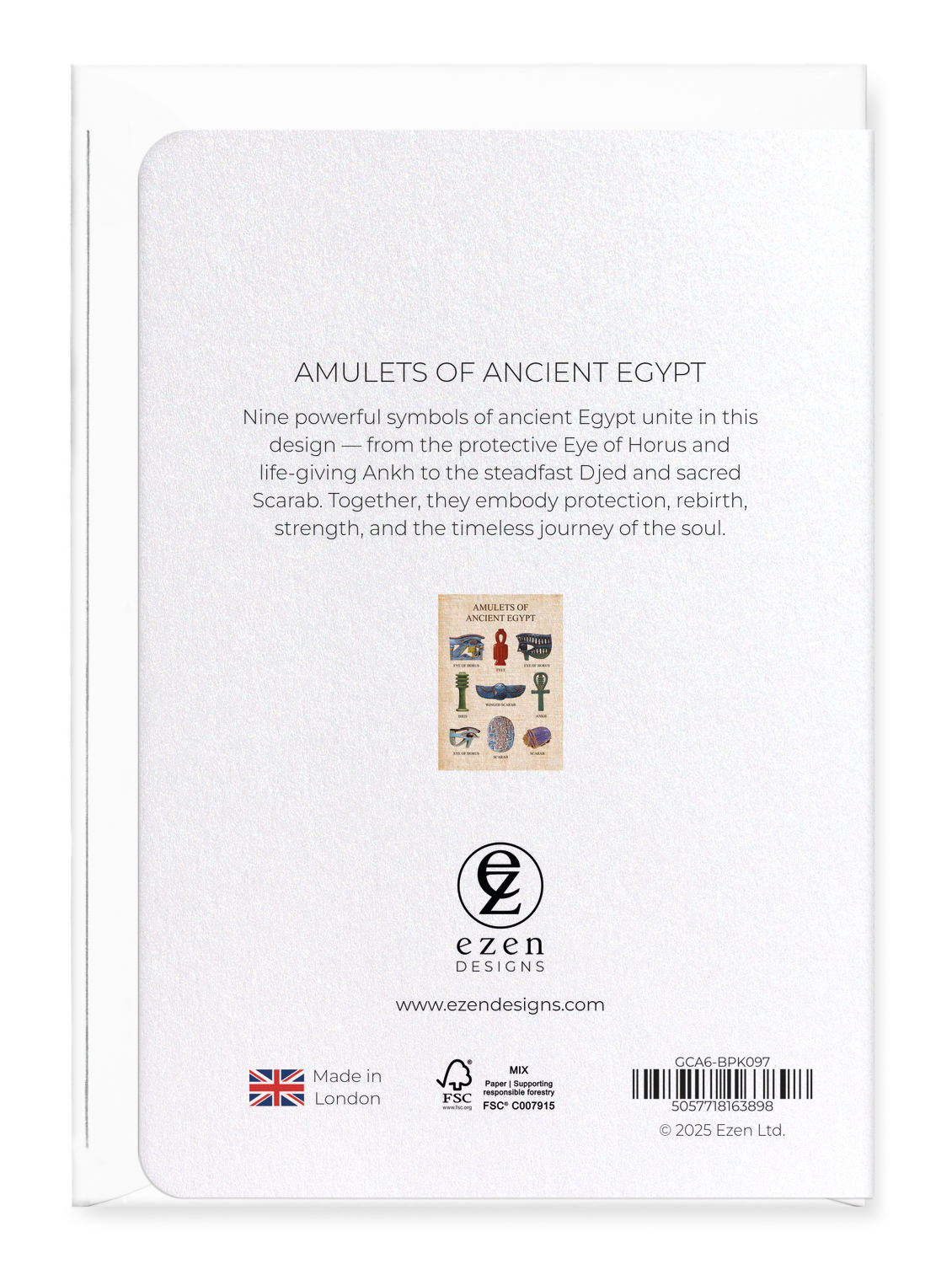 Ezen Designs - Amulets of Ancient Egypt - Greeting Card - Back
