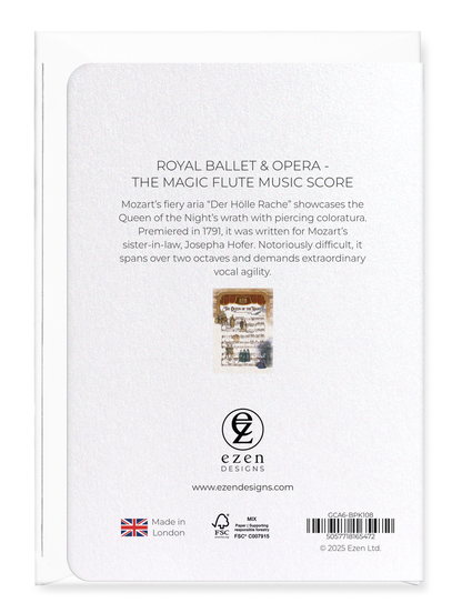 Ezen Designs - Royal Ballet & Opera - The Magic Flute Music Score - Greeting Card - Back