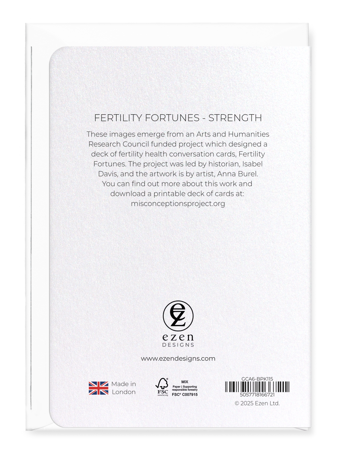 Ezen Designs - Fertility Fortunes - Strength - Greeting Card - Back