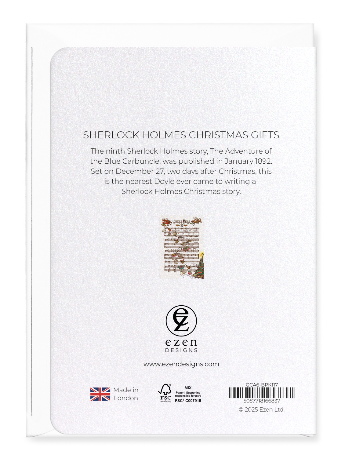 Ezen Designs - Sherlock Holmes Christmas Gifts - Greeting Card - Back