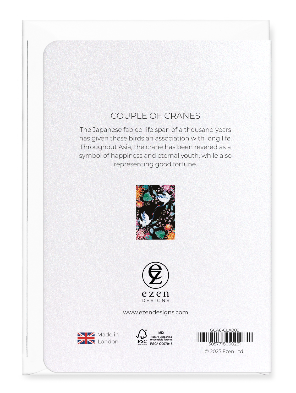 Ezen Designs - Couple of cranes - Greeting Card - Back