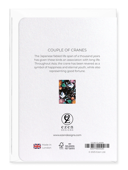 Ezen Designs - Couple of cranes - Greeting Card - Back