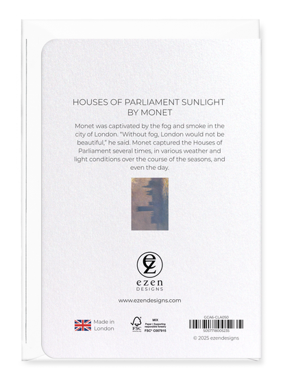 Ezen Designs - Houses of parliament sunlight by monet - Greeting Card - Back