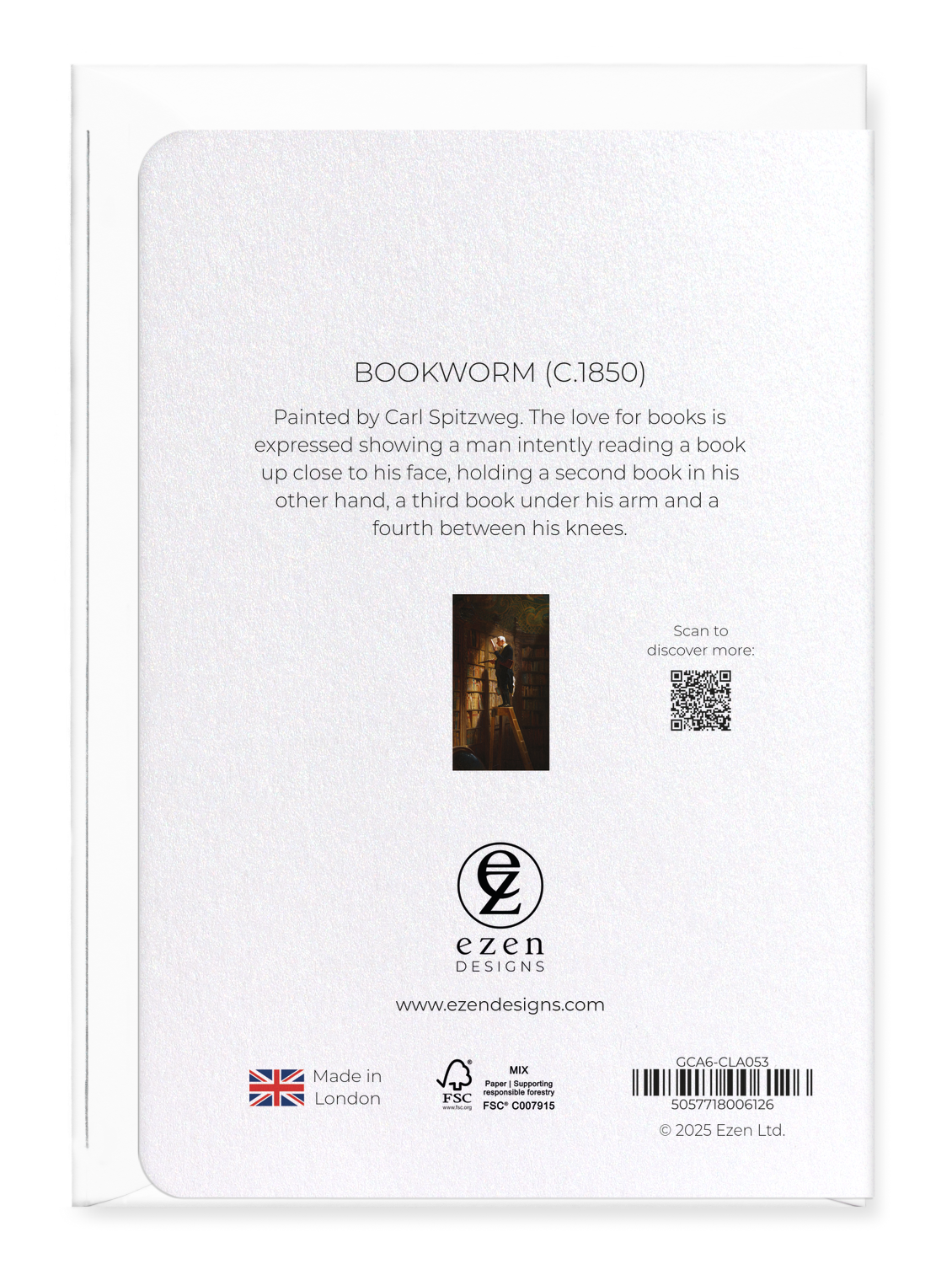 Ezen Designs - Bookworm (c.1850) - Greeting Card - Back