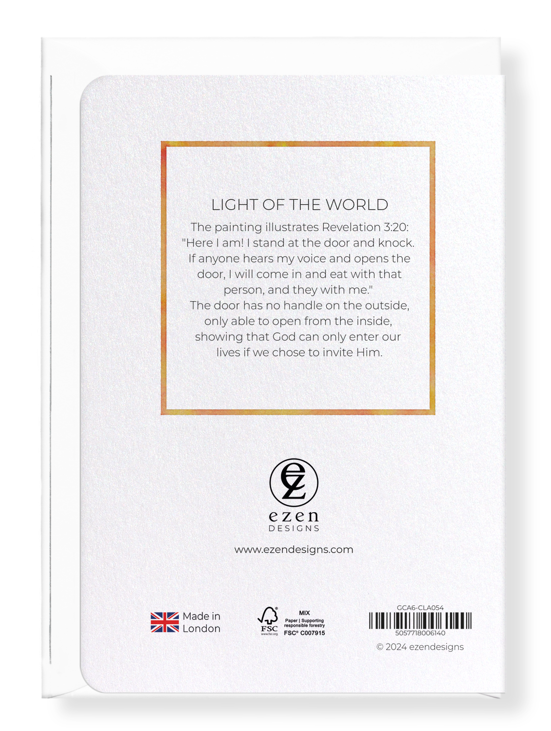 Ezen Designs - Light of the world - Greeting Card - Back