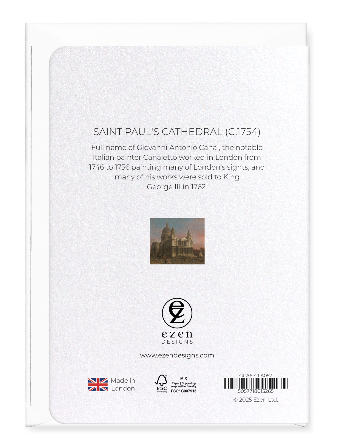 Ezen Designs - Saint paul's cathedral (c.1754) - Greeting Card - Back