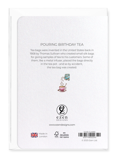 Ezen Designs - Pouring birthday tea - Greeting Card - Back