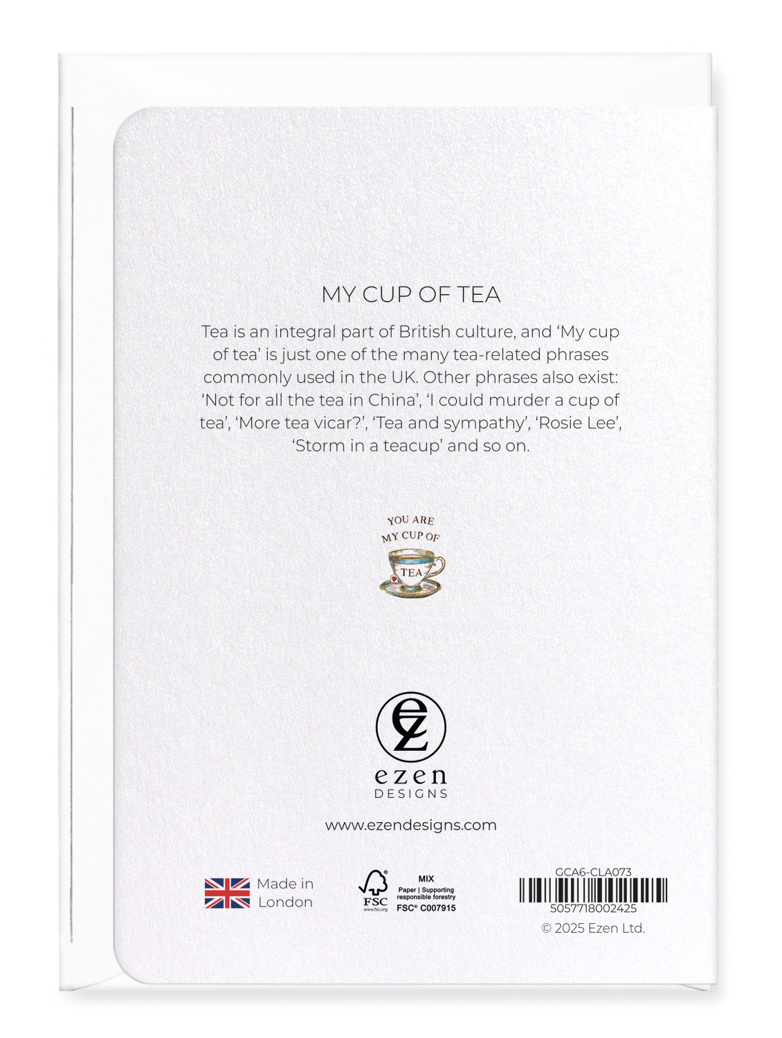 Ezen Designs - My cup of tea - Greeting Card - Back