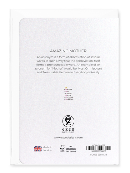 Ezen Designs - Amazing mother - Greeting Card - Back