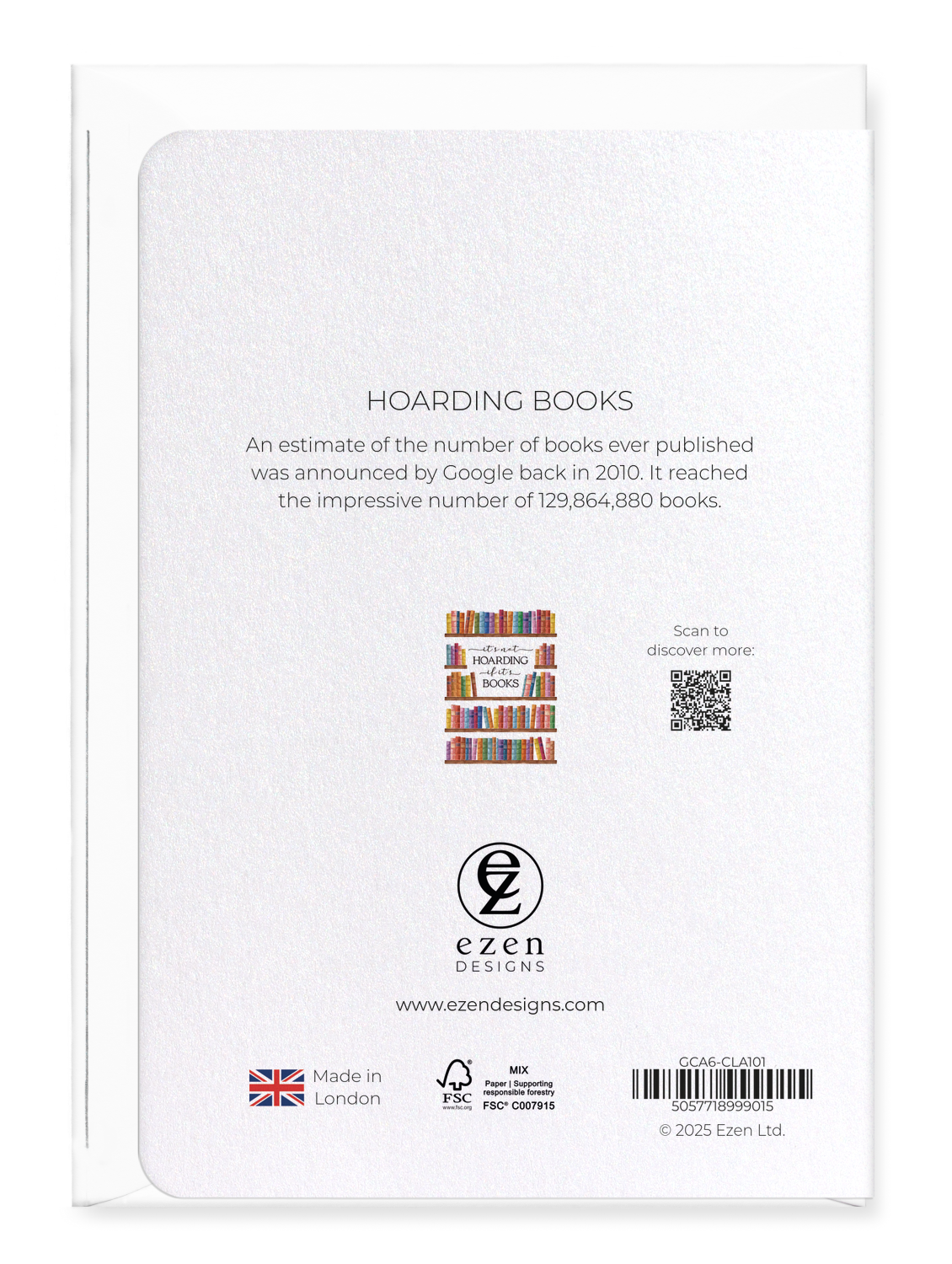 Ezen Designs - Hoarding books - Greeting Card - Back