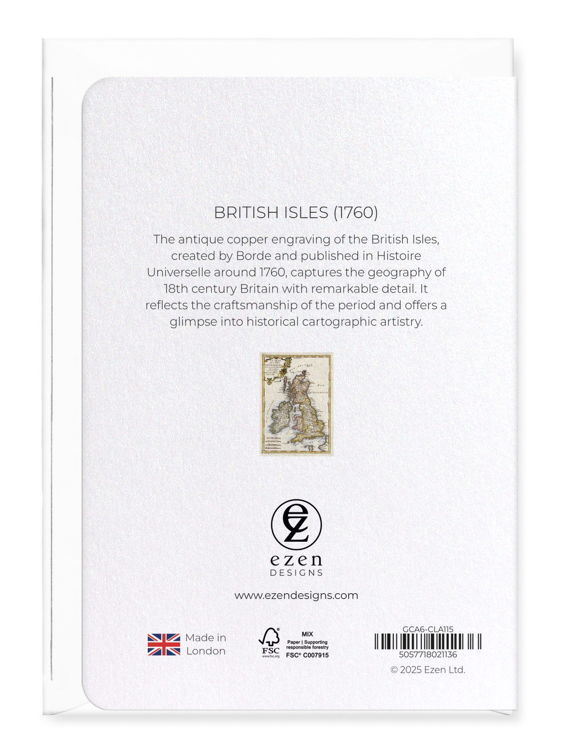 Ezen Designs - British Isles (1760) - Greeting Card - Back
