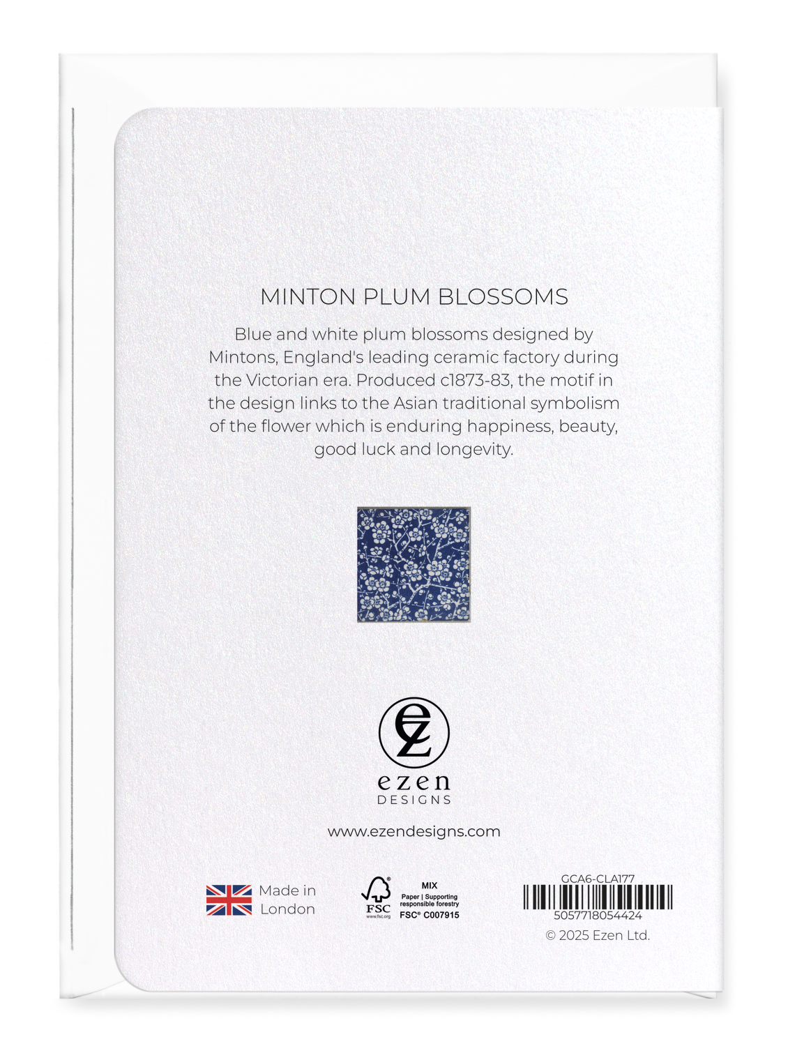 Ezen Designs - Minton plum blossoms - Greeting Card - Back