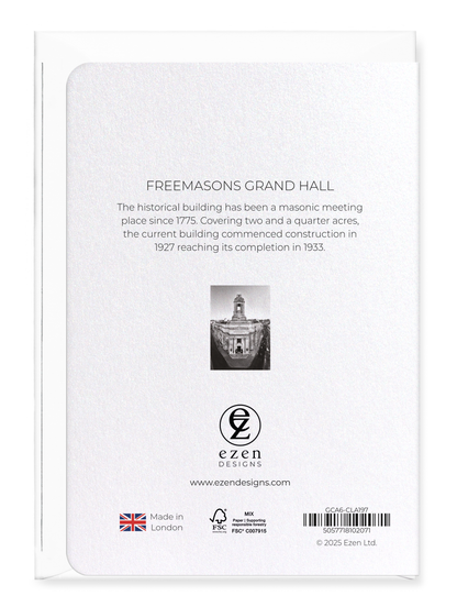 Ezen Designs - Freemasons grand hall - Greeting Card - Back