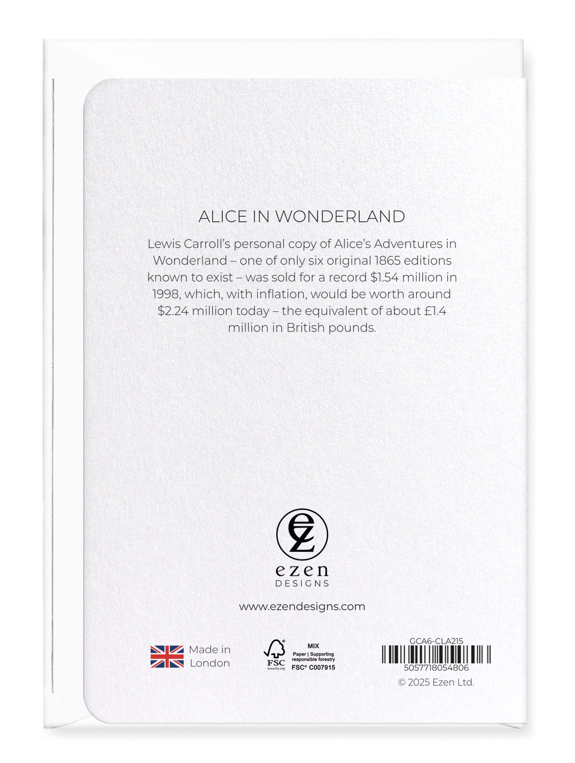 Ezen Designs - Alice in wonderland - Greeting Card - Back