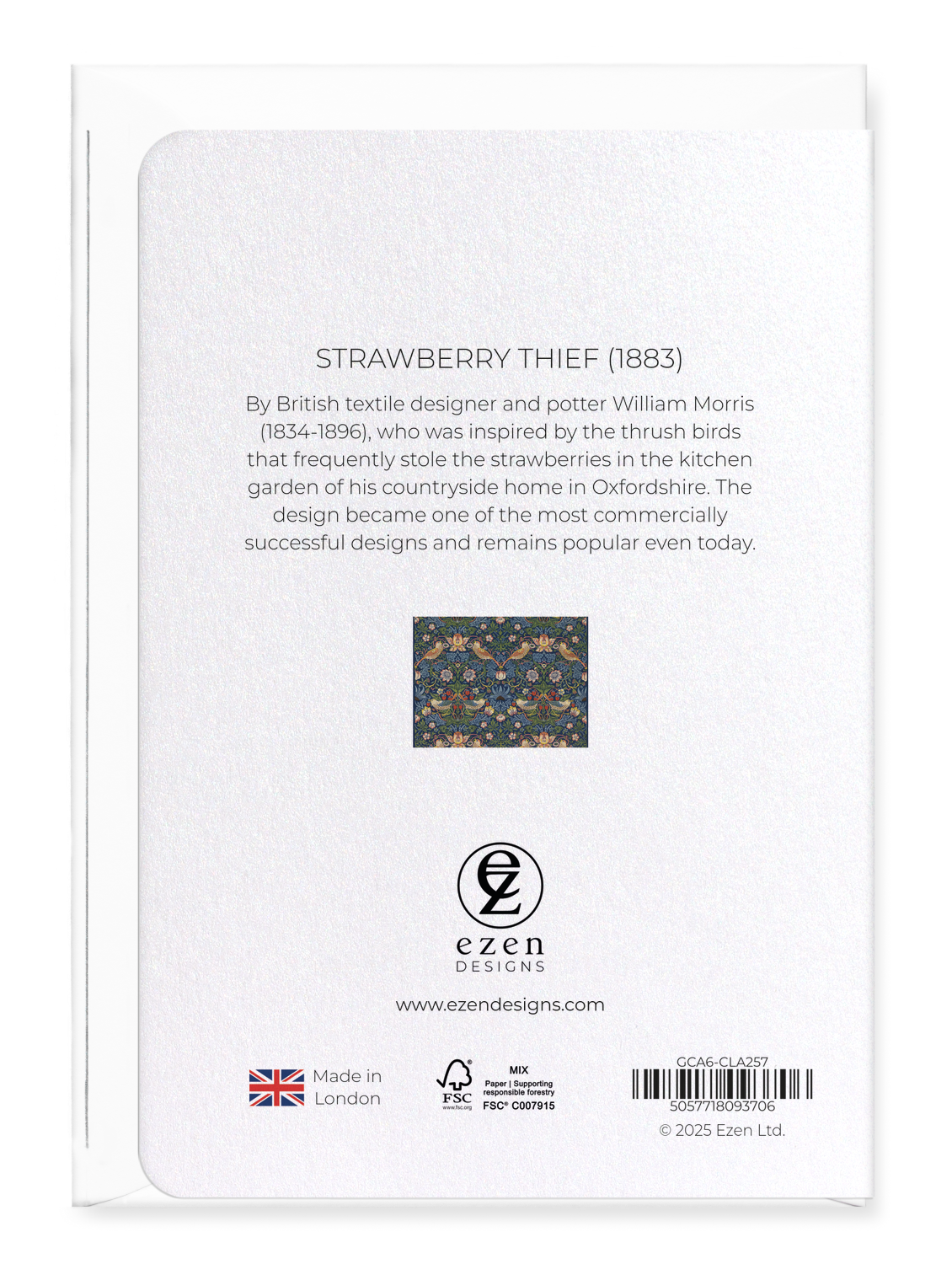 Ezen Designs - Strawberry thief (1883) - Greeting Card - Back