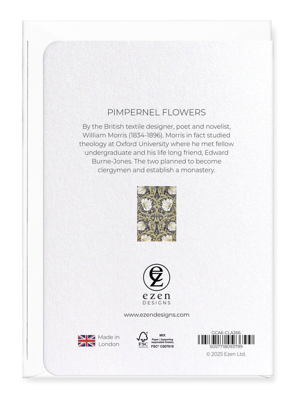 Ezen Designs - Pimpernel flowers - Greeting Card - Back