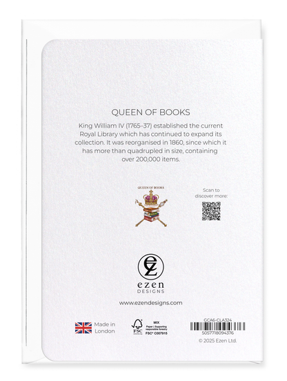 Ezen Designs - Queen of books - Greeting Card - Back