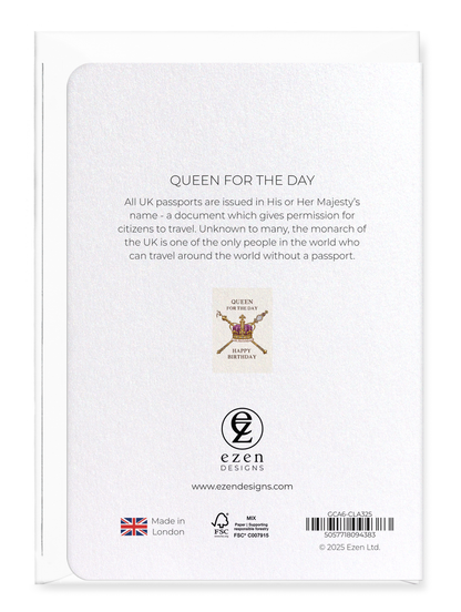 Ezen Designs - Queen for the day - Greeting Card - Back