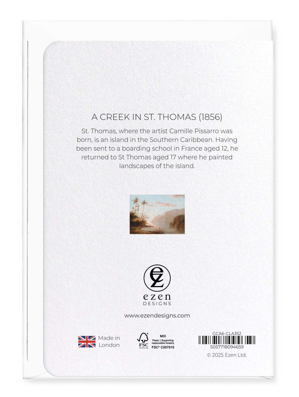Ezen Designs - A Creek in St. Thomas (1856) - Greeting Card - Back