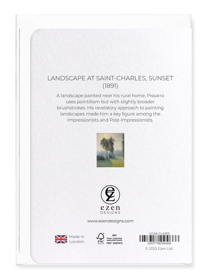 Ezen Designs - Landscape at Saint-Charles, Sunset (1891) - Greeting Card - Back