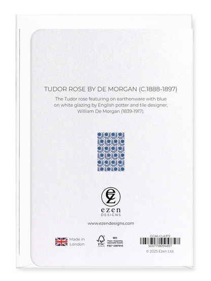 Ezen Designs - Tudor Rose by de Morgan (c.1888-1897) - Greeting Card - Back