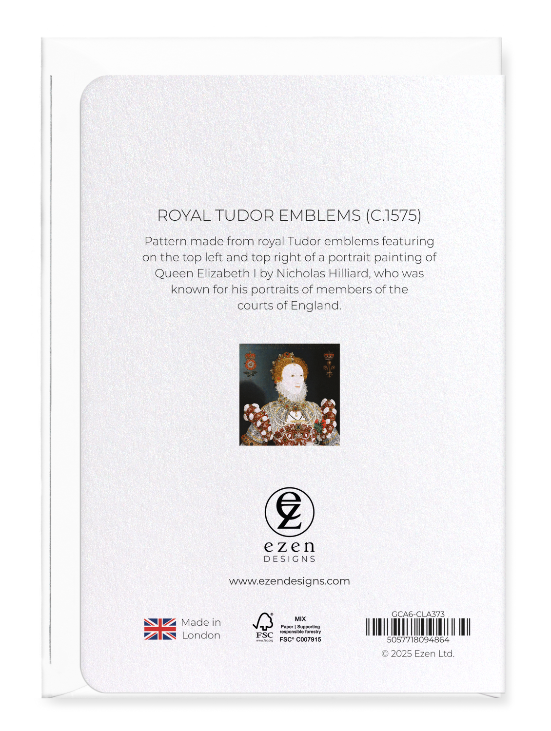Ezen Designs - Royal Tudor Emblems (c.1575) - Greeting Card - Back