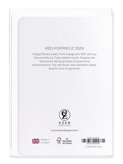 Ezen Designs - Red poppies (c.1520) - Greeting Card - Back