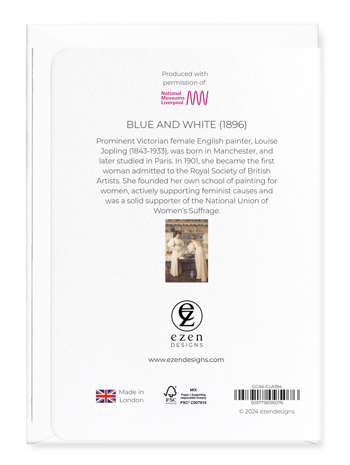 Ezen Designs - Blue and White (1896) - Greeting Card - Back