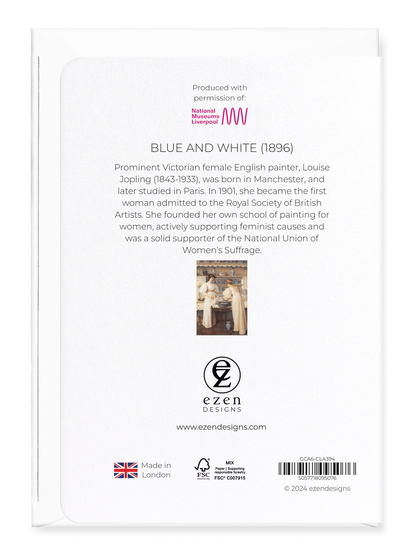 Ezen Designs - Blue and White (1896) - Greeting Card - Back
