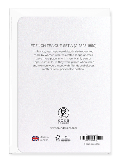 Ezen Designs - French Tea Cup Set A (c. 1825-1850) - Greeting Card - Back