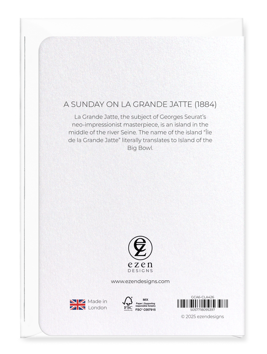 Ezen Designs - A Sunday on La Grande Jatte (1884) - Greeting Card - Back