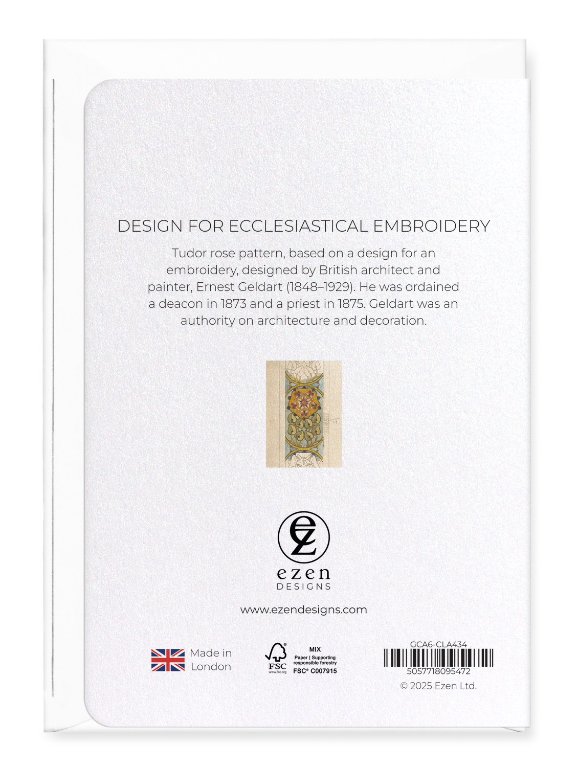 Ezen Designs - Design for Ecclesiastical Embroidery - Greeting Card - Back