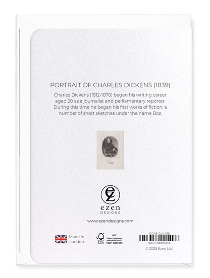 Ezen Designs - Portrait of Charles Dickens (1839) - Greeting Card - Back