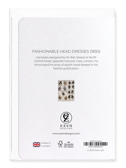 Ezen Designs - Fashionable Head Dresses (1830) - Greeting Card - Back
