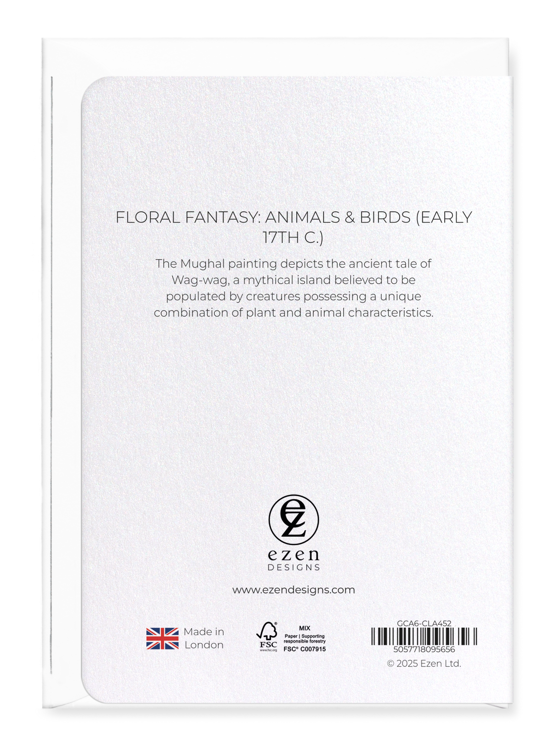 Ezen Designs - Floral Fantasy: Animals & Birds (Early 17th C.) - Greeting Card - Back