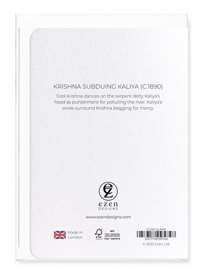 Ezen Designs - Krishna Subduing Kaliya (c.1890) - Greeting Card - Back