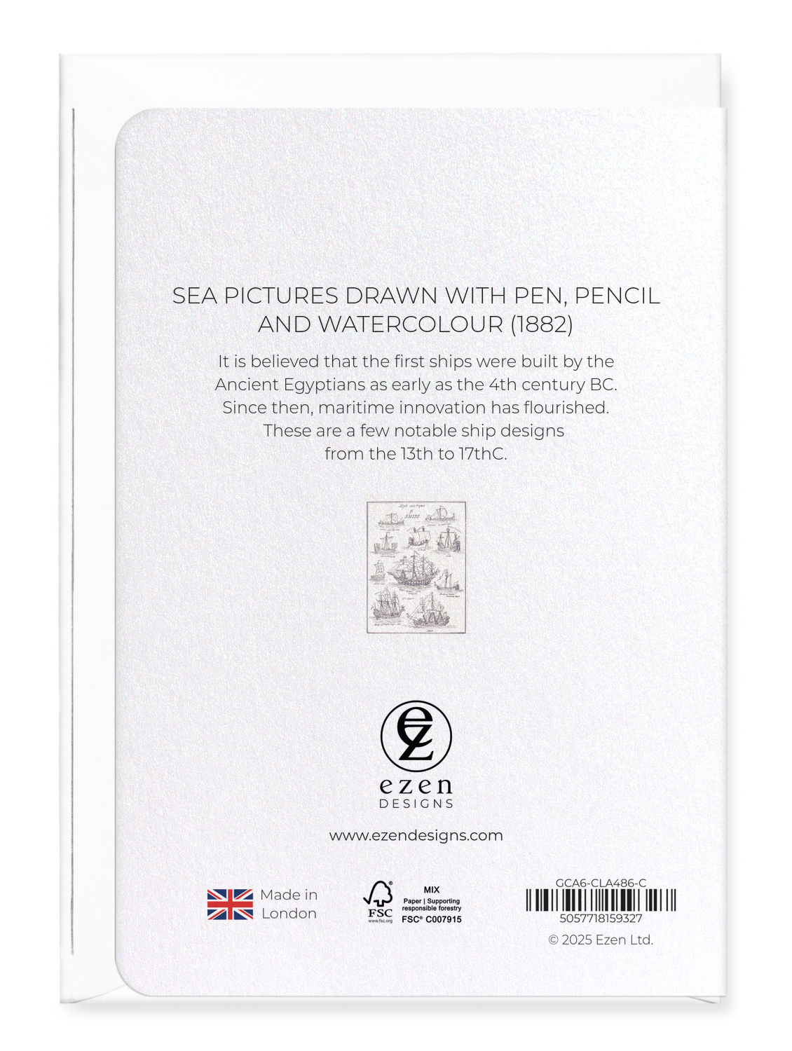 Ezen Designs - Sea Pictures Drawn with Pen, Pencil and Watercolour (1882) - Greeting Card - Back